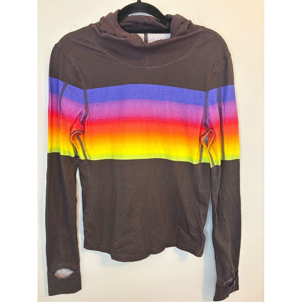 NWT Free People Movement Rainbow Ombre Hooded Thumbhole Top S